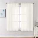 Chyhomenyc Ivory Sheer Curtains 68 Inch Length, Light Filtering Solid Color Bedroom Window Sheer Curtain Panels, Elegant Curtains & Drapes for Living Room, 42Wx68L, 2 Panels
