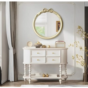 27x27 inch Bow Mirrors for Wall, Round/Circle God Decorative Wall Mounted Mirror, Irregular Mirrors Suitable for Bedroom, Hallway, Living Room Decoration, Bathroom Sink