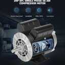 2 HP SPL Air Compressor Motor, Single Phase Electric Motor, 3450 RPM 115/230V, 56 Frame 5/8 Keyed Shaft 60 HZ