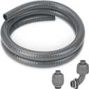 Electrical Conduit Kit 1/2'' 4FT Grey Electrical AC Whip Kit, Liquid-Tight Flexible Electrical Conduit with 90 Degree and Straight Connector Fittings