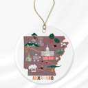 PTDShops Arkansas State Ornament, State USA Ornament, Travel Souvenir Collection USA, America Christmas 2023, Xmas Tree Hanging Decorations, USA State Souvenir Ceramic Ornament Printed on Both Sides