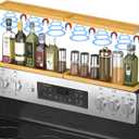 PEKER Magnetic Stove Top Shelf for 30" Stoves, Over Oven Shelf Above with Bamboo Spice Rack Organizer, Heat-Resistant, Space-Saving Solution for Kitchen Storage