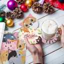 6 Pcs Christmas Cat Coasters for Cats Lovers Gifts with Wish Card and Gift Box Cute Ceramic Cat Ears Drink Coffee Coaster Non-Slip Absorbent for Christmas Birthday Coffee Bar House Warming Gifts