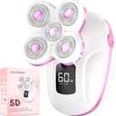 Electric Razors for Women, Rechargeable Rotary Painless Shaver for Legs Bikini Facial Hair Removal, Body Wet/Dry Razor Water Resistant Grooming Kit, Cordless Womens Trimmer for Lady Grooming（Pink）
