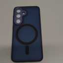 for Samsung Galaxy S25 Case, Matte Magnetic Phone Case with 1 Screen Protector, Support for Magsafe, Translucent Frosted Shockproof Protective Cover for Samsung Galaxy S25, Navy Blue