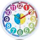 Lafocuse 12 Inch 3D Numbers Silent Kids Wall Clock, Learn to Tell Time Clock for Kids, Rainbow Learning Wall Clock for Kids' Room School Classroom Playroom