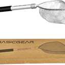 BasicGear Compact Baitwell Net for Live Bait Soft Nylon Mesh, Aluminum Frame, EVA Non-Slip Grip & Anti-Drop Rope