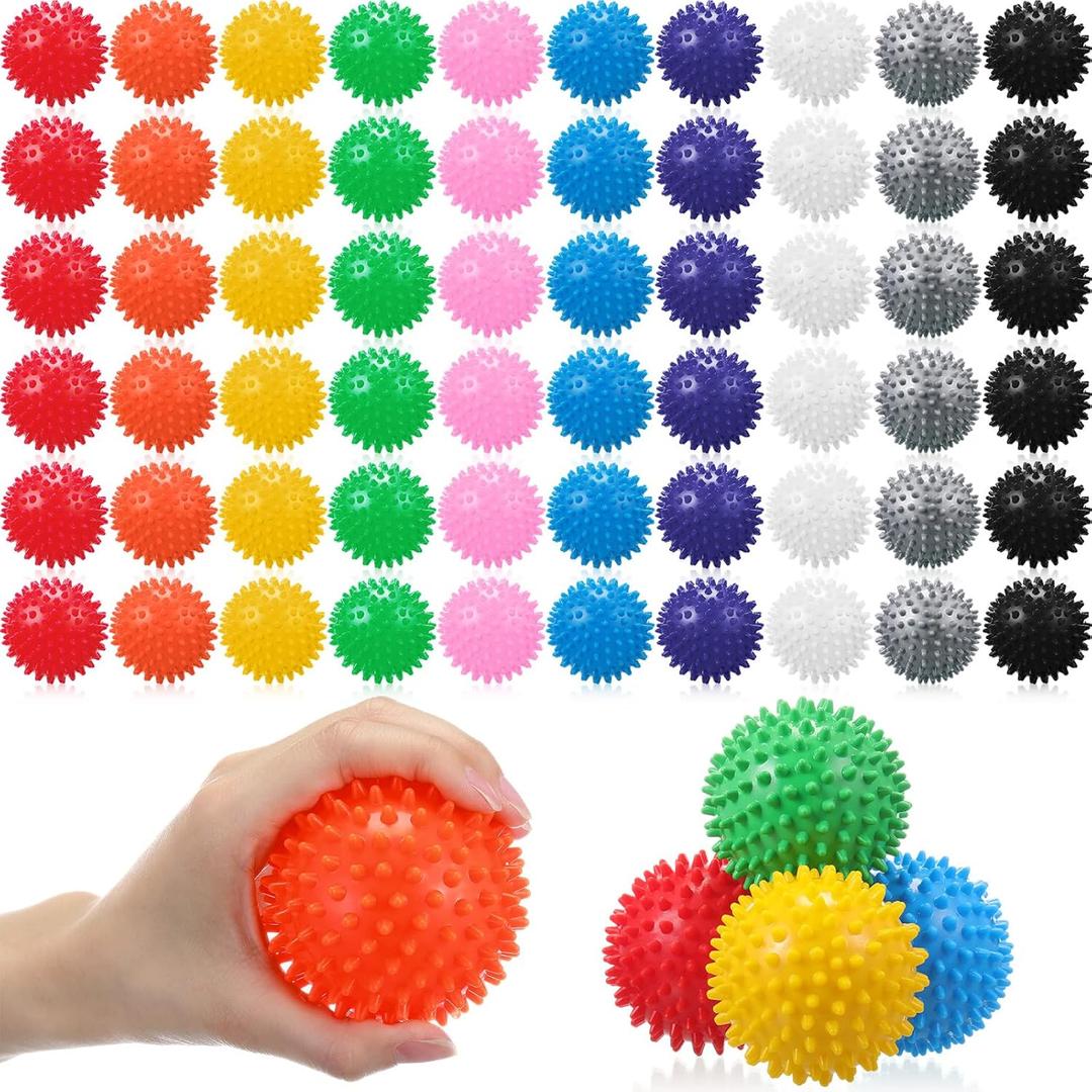 Liliful 36 Pcs Spiky Massage Balls for Feet, Back, Hand Massage Roller Squeeze Balls Plantar Fasciitis Ball Bulk for Foot Hand Trainer Therapy, 10 Colors 3 Inch Multipack