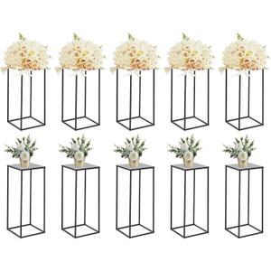 10 PCS Black Vases Flower Stands 23.6", Wedding Centerpieces for Tables, Metal Geometric Flower Vase, Tall Flower Stand Flower Vase for Centerpiece Home Table Decorations