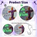 Tegeme Easter Garden Flag Banner Glow in Dark Plastic Waterproof Outdoor Decoration 12.6 x 12.4 Inch He Is Risen Easter Yard Sign for Lawn Porch Pathway Outdoor Home Decor