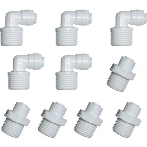 MALIDA Quick Connector Male Adapter Elbow and Straight Combination, 1/2 Inch NPT Thread x 1/4 Inch Tube OD Push to Connect Fittings, for Water Filter purification systems.(pack of 10)