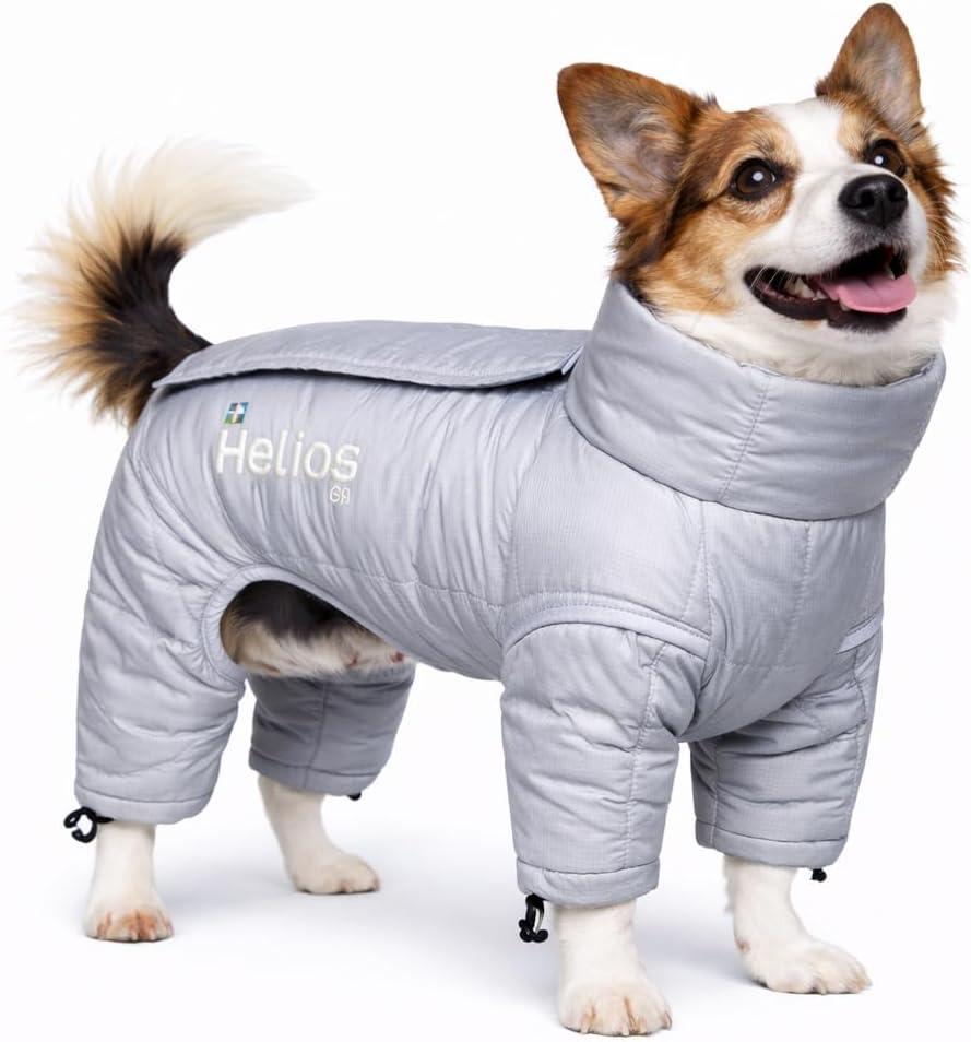 DOGHELIOS 'Thunder-Crackle' Full-Body Bodied Waded-Plush Adjustable and 3M Reflective Pet Dog Jacket Coat w/ Blackshark Technology, Small, Grey