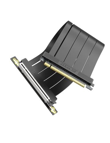 EZDIY-FAB PCIE 5.0 Riser Cable, Ultra-Flexible 128GB/s Bandwidth GPU Extension, Vertical GPU Mount for RTX 5090 4090 & RX 9000, Backwards Compatible PCIE 4.0/3.0,Right Angle-30cm,Black