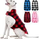 Kuoser Dog Winter Coat, Windproof Dog Fleece Jacket British Style Plaid Cold Weather Doggie Vest Coats, Reversible Cozy Warm Pet Clothes Apparel for Extra Large Size Dogs XXL (Red)