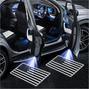2PCS Car Door Lights Logo Projector,HD Car Welcome Light LED Courtesy Light for Cool Auto Decorations,Universal Auto Door Projector Lights Fit All Vehicle Models (Black Flag)