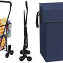 Grocery Shopping Cart with 360 Rolling Swivel Wheels Stair Climber with Blue Liner