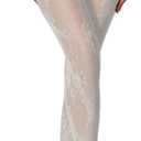 Patterned Tights With Designs,Floral Lace Stockings For Women,Goth Fishnets Costume Concert (One Size, Light Grey)