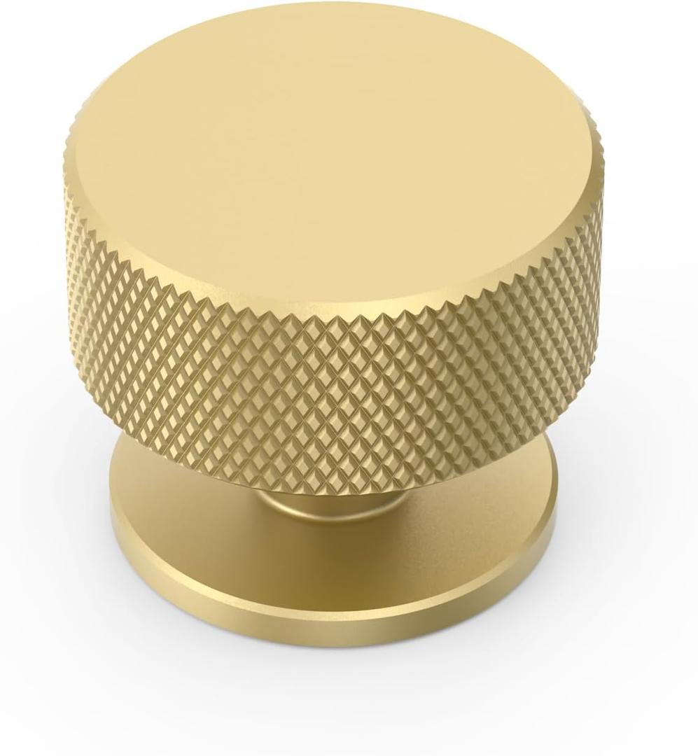 Asidrama 10 Pack Brushed Gold Kitchen Cabinet Knobs, Knurled Cabinet Knobs Kitchen Cabinet Hardware for Cupboard Drawer