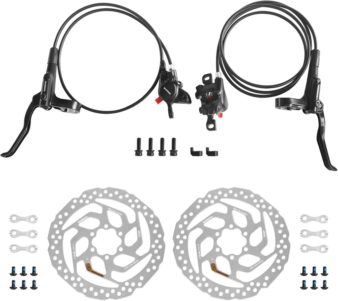 MT200 MTB Hydraulic Disc Brakes Set with RT26 180mm Rotors Left Front 800mm Right Rear 1550mm Mountain Bike Hydraulic Brake Mountain Bike Bicycle Disc Brake 2 Piston
