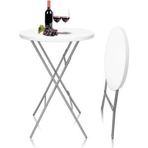 GUAGUA 32" Round Plastic Folding High Top Table - Versatile Bar, Cocktail & Portable Pub Table for Parties, Bistro & Events(White)