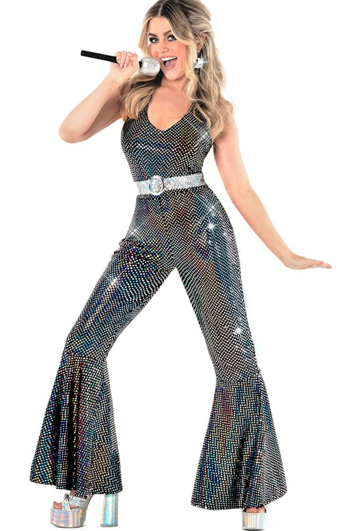 Morph Disco Costume Women - 70s Retro Jumpsuit Costume For Parties & Halloween - 70s Disco Outfits For Women L