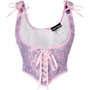 Scarlet Darkness Corset Tops for Women Renaissance Underbust Corset Boned Lace Up Corsets 14