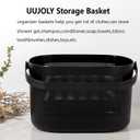 UUJOLY Plastic Storage Baskets with Handles, Shower Caddy Shelf Organizers Basket for Bathroom, Kitchen, Dorm Room, Black