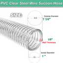 1"id-50ft PVC Reinforced Tubing Steel Wire Suction Flexible Hose Vinyl Tubing Heavy Duty PVC Vacuum Hose Drain Fuel Oil Gas Water for Marine Bilge Pump Pond Spa