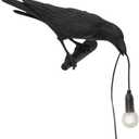Raven Bird Lamp,Vintage Resin Crow Lamp with E14 Blub, Wall Mounted Gothic Wall Sconce Night Light Fixture with Plug in Cord for Living Room Bedroom Art Deco (Black Left)