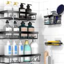 Moforoco Adhesive Shower Caddy Organizer Shelves Rack  5 Pack Corner Bathroom Storage Organization, Home & Kitchen Decor Inside RV Accessories, Hanging First Apartment Household Camper Essentials