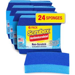 Non-Scratch Odor Resistant Scrub Sponge, Multi-Purpose Sponge for Kitchen and Household, Safe for Non-Stick Cookware (24 sponges)