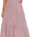 ZESICA Women's 2026 Summer Casual Flutter Short Sleeve Crew Neck Smocked Elastic Waist Tiered Midi Dress, Size Medium