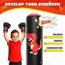 QPAU Inflatable Punching Bag, 48 Inch Stable Inflatable Boxing Bag for 3-6 Kids,Dinosaur Toy & Gifts for Boys and Girls, Kids Boxing Set for Practicing Karate, Taekwondo