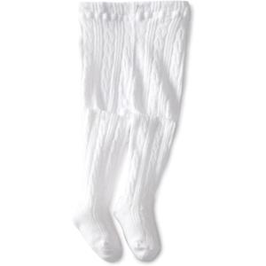 Jefferies Socks Girls 2-6X Cable Tight (8-10 Years, White)