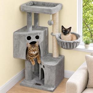 Small Cat Tree Tower for Indoor Cats, 40 in Multi-Level Cat Scratching Post