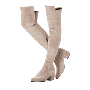 Mtzyoa Women Over The Knee Boots Suede Thigh High Low Block Heel Stretch OTK Walking Comfort 40