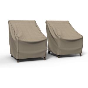 Budge English Garden Patio Chair Cover 2-Pack, Waterproof & UV-Resistant Outdoor Furniture Cover, Fits Large Patio Chairs up to 36" W x 41" D x 34" H, Tan Tweed