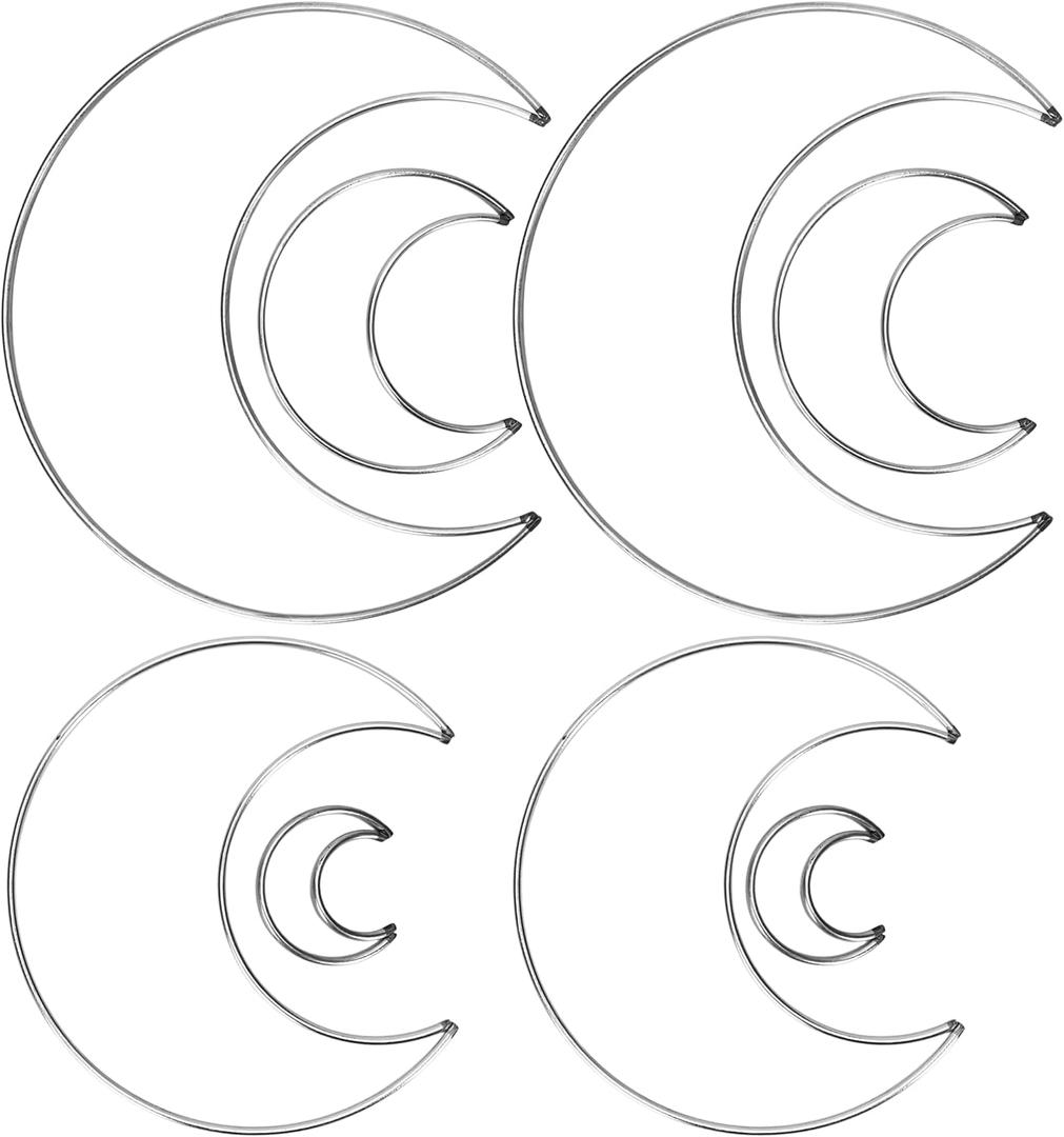 8 Pcs/4 Sizes Metal Wire Moon Frame for Dream Catcher Rings - Crescent Wreath Form Tool Craft Supplies for Macrame, DIY Home Wall Hanging Projects, Floral Crafts, and Half-Shaped Decoration Hoops