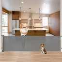 85 Inch Retractable Baby Gates Extra Wide Retractable Dog Gate for Wide Openings Indoor Outdoor Retractable Gate Mesh Dog Gates for The House Extra Wide Baby Gate Retractable Gates for Dogs, Gray