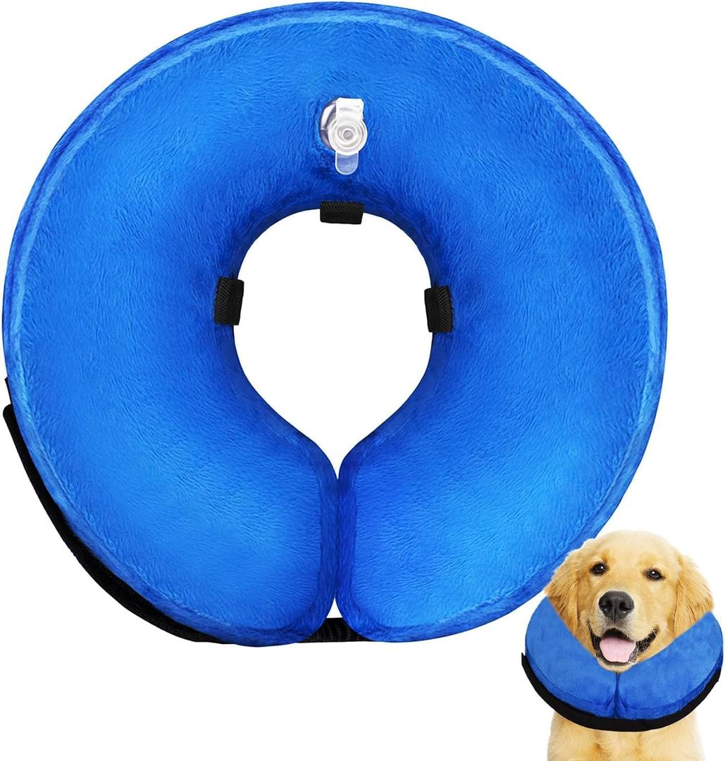 Dog Inflatable Collar Cone After Surgery, Protective Inflatable Collar, Blow Up Dog Collar, Pet Recovery Collar for Dogs and Cats Soft (Large(12"-18"), Blue)