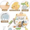 Wooden Noahs Ark Toy for Toddlers 1-3, Baptism Christening Gifts for Boys Girls, Christian Toy Animal Shape Sorter, Baby Birthday