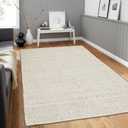 Natural Jute Cotton Area Rug - 6x9 Rug - Boho Rugs for Living Room, Bedroom, Dining Room, Hallway, Office, Entryway - Rustic Vintage Bohemian Carpet Home Dcor - Hand Woven Rugs 6x9 ft