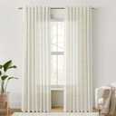 Neutral Farmhouse Curtains for Living Room 84 Inches Long,Taupe Cream Boho Light Filtering Sheer Patterned Modern Beautiful Linen Curtains with Floral Pattern Design Dining Room 84 Length 2 Panels Set