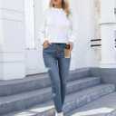 Blooming Jelly Womens Dressy Casual Tops Long Sleeve Shirts Mock Neck Business Work Blouse Fall Clothes 2023 (White, S)