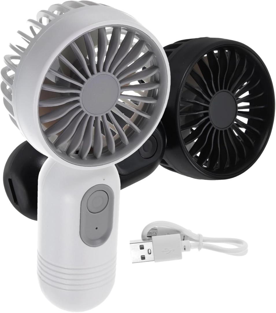 Holibanna Portable Handheld Fan 2pcs USB Rechargeable Small Pocket Fan Makeup Eyelash Fan Personal Fan for Travel Outdoors Indoor Black Grey