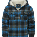 ZITY Heavy Thick Hoodies for Men Plaid Flannel Warm Sherpa Fleece Lined Winter Full Zip Up Coat (3X-Large, Blue, Green)