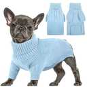 Queenmore Dog Sweater, Puppy Sweater for Small Dogs,Warm Winter Fall Dog Sweaters for Dog Girls Boys, Solid Turtleneck Knit Sweater for Large Medium Dogs,Long Sleeves Christmas Dog Sweater Blue,S