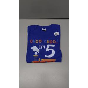 Kids Choo Choo I'm 5 Year Old Locomotive Train Boys 5th Birthday T-Shirt, Size Small