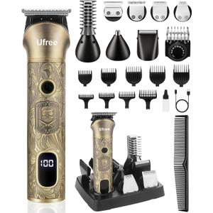 Ufree Beard Trimmer for Men, Electric Razor Shavers, Cordless Hair Clippers, Shaving Kit for Mustache, Body, Nose, Ear and Face, 7 in 1 Beard Grooming Kit, Gifts for Men (Bronze)