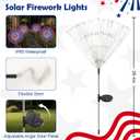 4th of July Decorations Solar Fireworks Lights, 4 Pack 180LED Red White Blue Lights with 8 Modes, Waterproof Solar Garden Light Outdoor for Memorial Day, Fourth of July, Patriotic Decorations